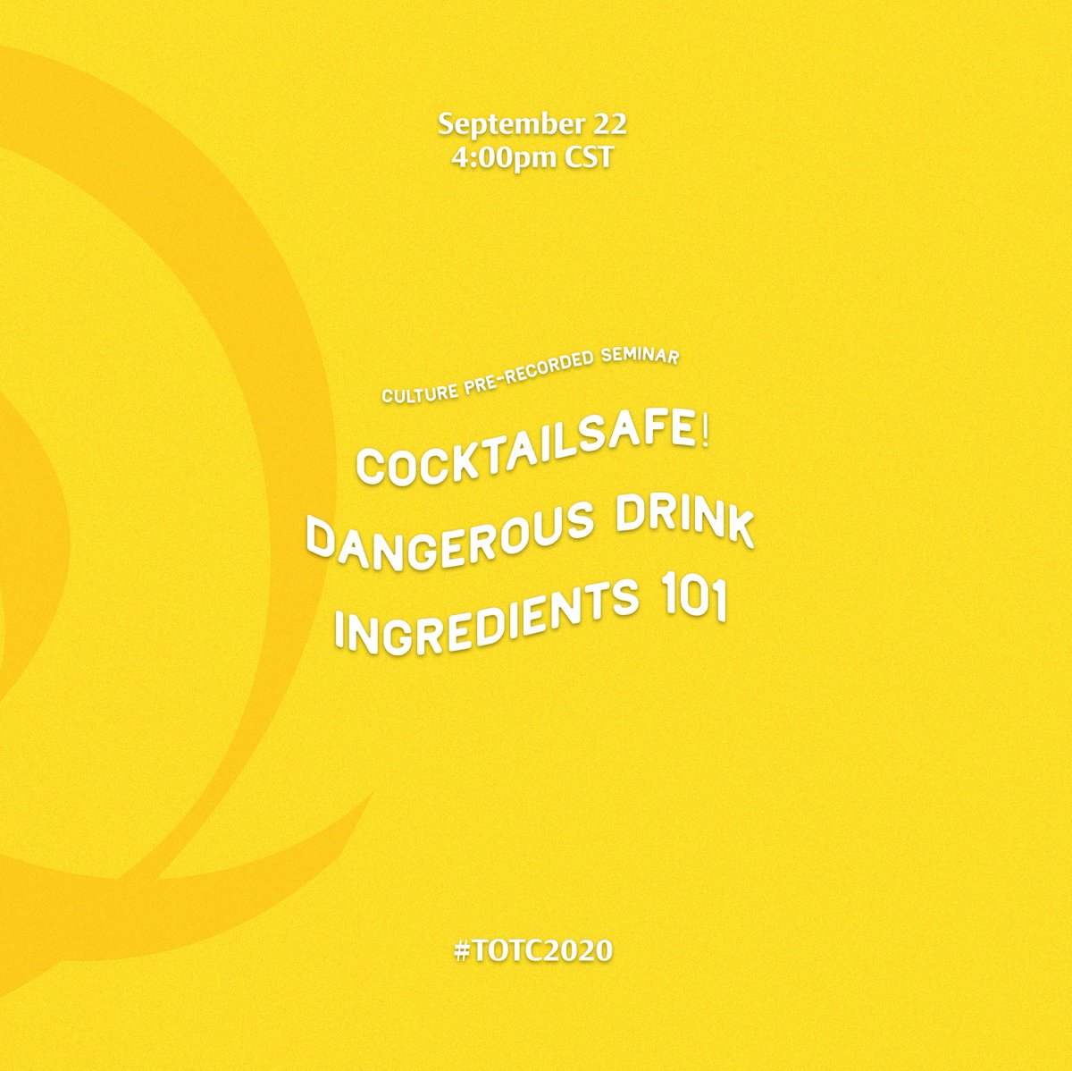 CocktailSafe's tweet image. Tomorrow 9/21 we'll have a pre-recorded CocktailSafe seminar as part of Tales of the Cocktail with a live Q&amp;amp;A session at the end in case there are any additional questions. Register in advance to save some time. 2PM Pacific/5PM Eastern. #TOTC2020 
talesofthecocktail.org