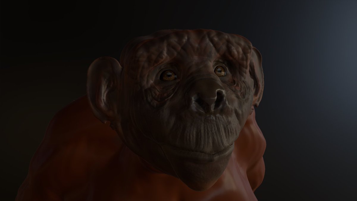 Tried #nomadsculpt, really powerfull and intuitiv #sculpting App for #iPad. With a short overpaint/finish in #procreate. Big fun! 
 Emerged without even having a plan of creating a Chimp... 😂