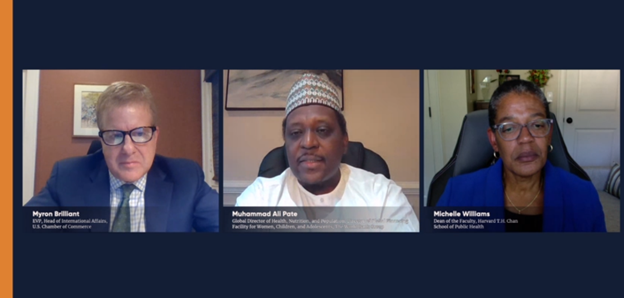 USChamberGIHE's tweet photo. @muhammadpate advises how governments and private sector can make strategic investments in health and how @WBG_Health engages multilateral stakeholders to strengthen health systems #InvestInAHealthierTomorrow #Concordia20 https://t.co/hPAsV5wWrz