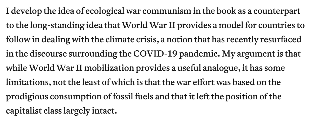 Wars are clearly a key moment for thinking about the possibilities of modern political economy and Malm's argument appears to pivot on the WWII (GND) v. War Communism (climate Leninism) axis.