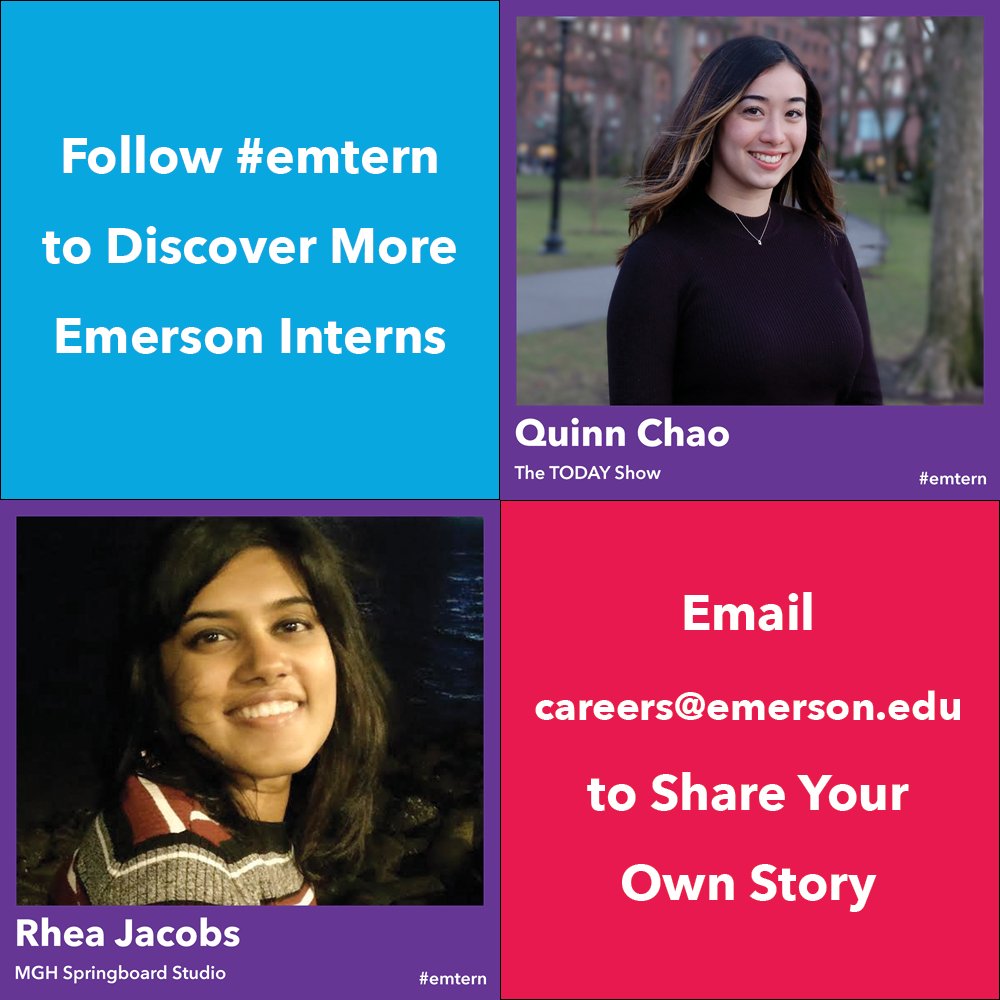 ECCareerDev's tweet image. Discover stories of Emerson College intern success by following the #emtern hashtag. Share your own story by sending your name, the title of your internship, and a headshot to careers@emerson.edu 🦁💼
