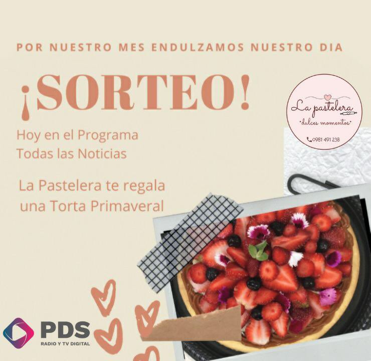 S O R T E O💫
🌻Recibimos la primavera a puro regalos🌺

📲💻En el programa #TodasLasNoticias de 16:00 a 18:00 horas sorteamos una torta primavera gentileza de <a href="/la_pastelerapy/">La Pastelera</a> 

(Consignas en el Hilo)