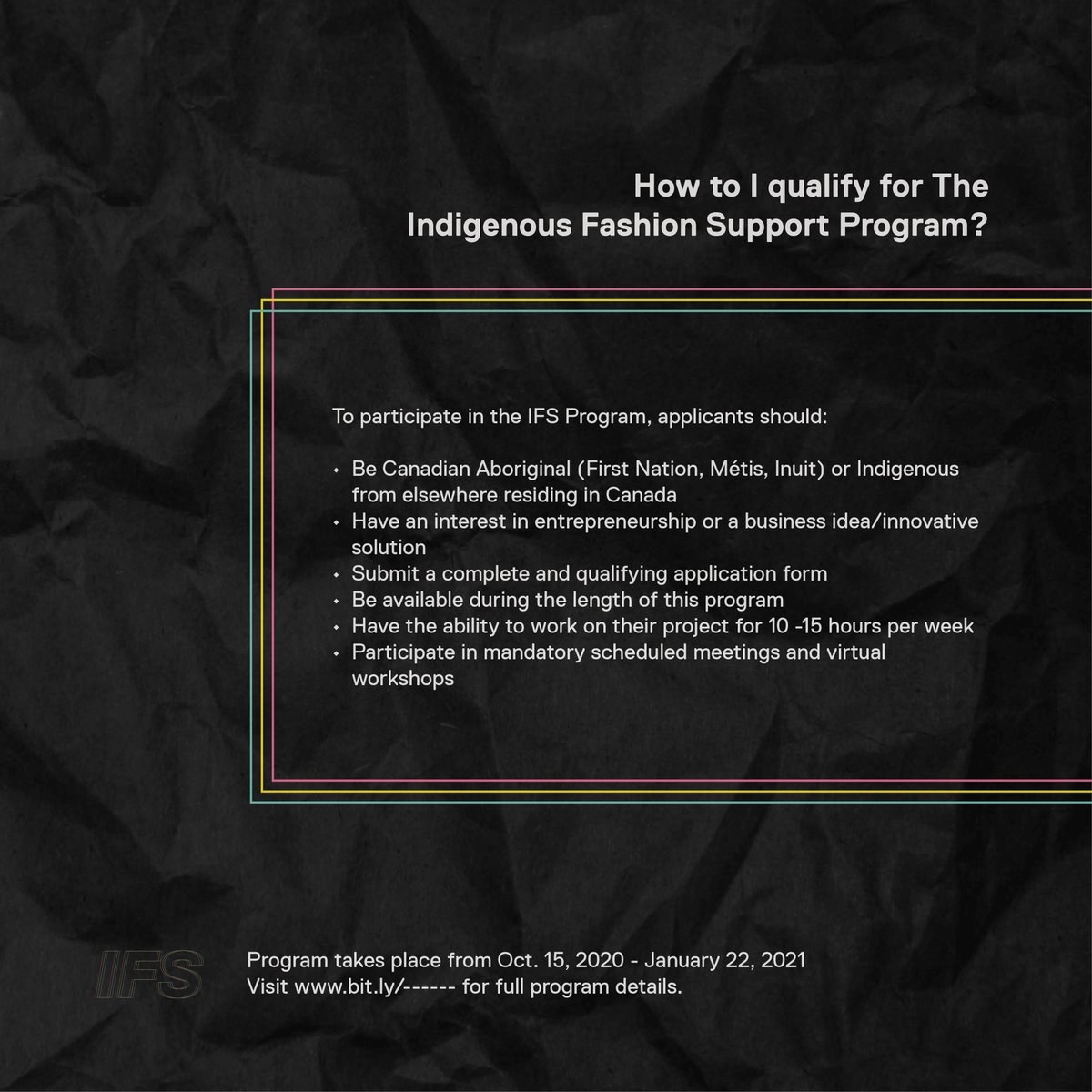 TMUFashionZone's tweet image. We are excited to be launching The Indigenous Fashion Support (IFS) Program, a virtual incubation program that supports #Indigenous entrepreneurs with an interest in fashion, product &amp;amp; technology!

Applications open until October 5. Please visit bit.ly/fz-ifs2020