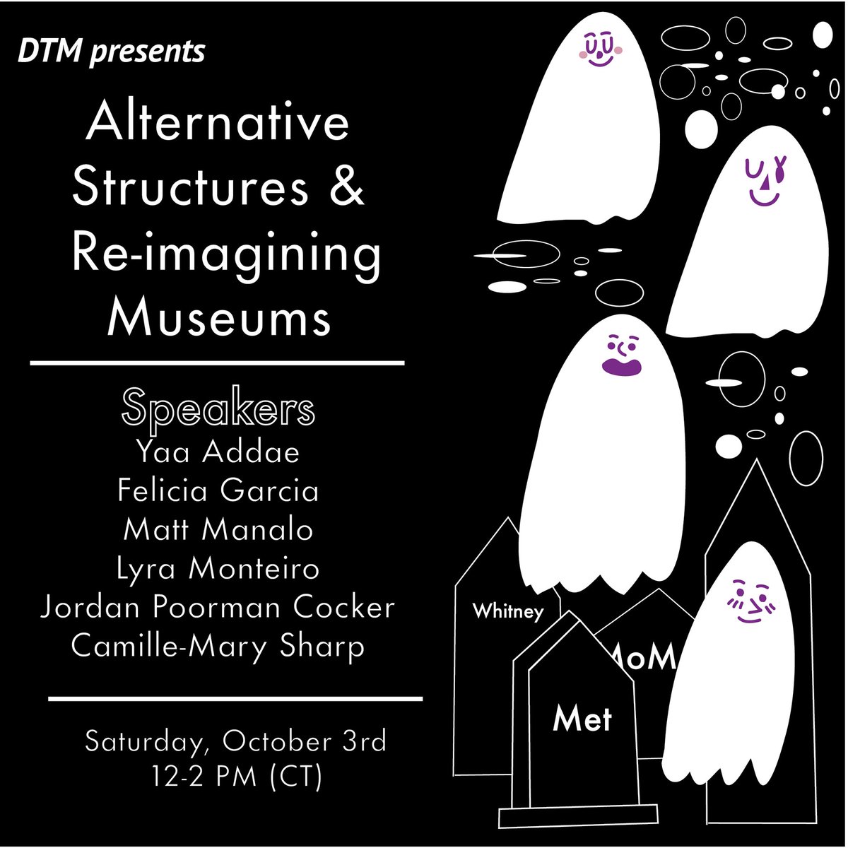 deathtomuseums's tweet photo. We are THRILLED to announce our October Panel: Alternative Structures and Re-Imagining Museums! In this panel, our amazing speakers will share their experiences and hopes for what comes after the death of museums. Register here: https://t.co/WRPIHhHuxE https://t.co/7KZ2lrYqxV