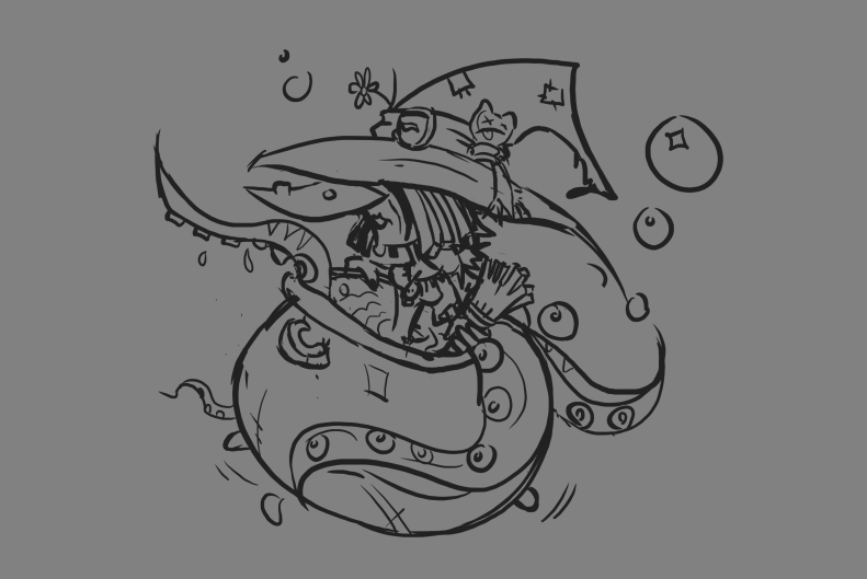 FirefolkGames's tweet photo. Concept art for a witch. She's part of the "Coven of the Cauldron! #Kingnapping #indiedev #indiegame https://t.co/pB2oYVS6q4