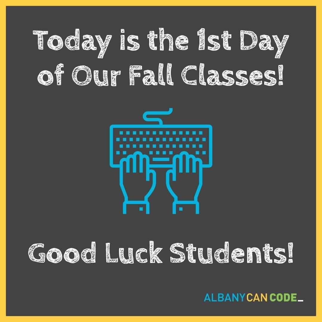 AlbanyCanCode's tweet image. Happy first day of Fall classes!

We are excited for the next 12-weeks, watching our aspiring tech talent take the next steps into coding! #AlbanyCanCode