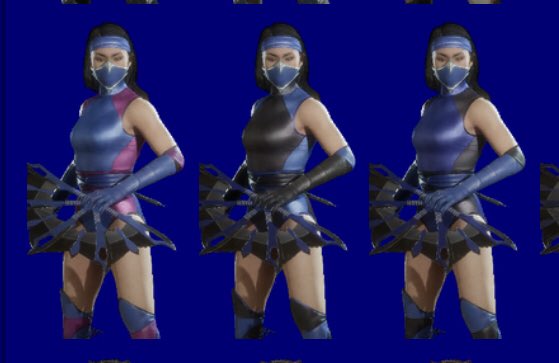 Kitana has a little Magenta with her blue as Mileena could have a little blue with her Magenta 