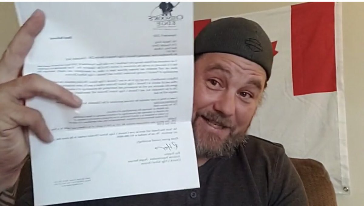 Apparently the next morning King was hand-delivered a letter signed by the Assoc Supt of the school division. The letter is assumed to be in response to his viewer(s) who contacted the RCMP, who then determined that King had uttered credible threats. 5/10