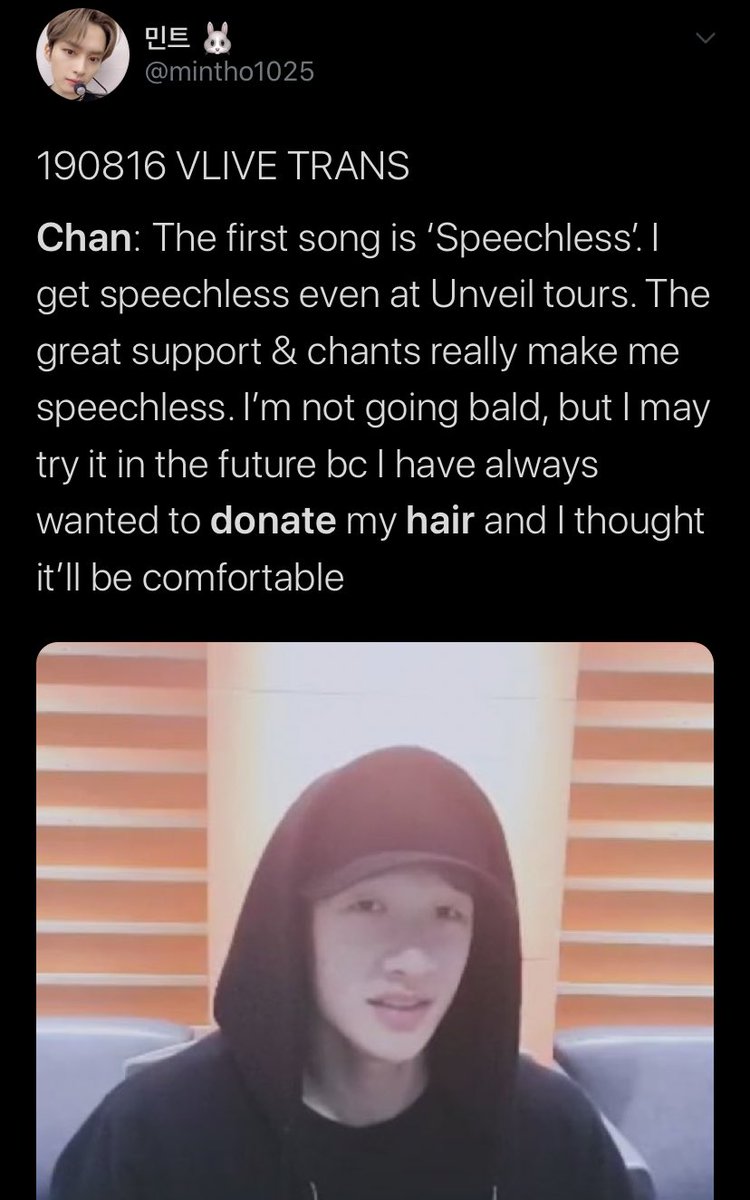 Chan saying that if he can, he would like to donate his hair in the future