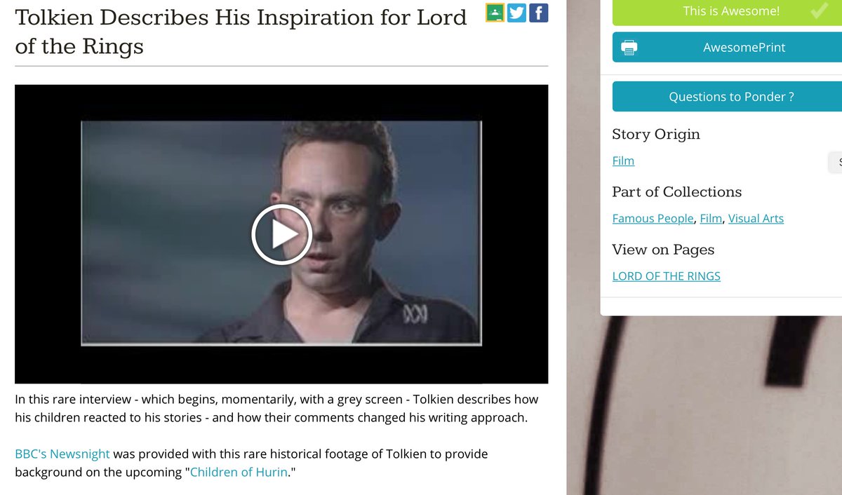 Check this out, Tolkien fans! JRR Tolkien published ''The Hobbit'' on September 21, 1937. In a rare 1968 interview, Tolkien acknowledges that he changed his writing style based on criticism from his children.awesomestories.com/asset/view/Tol… <a href="/ramsgate2323/">skip nagelvoort</a> <a href="/aslore/">Jim Bos</a>