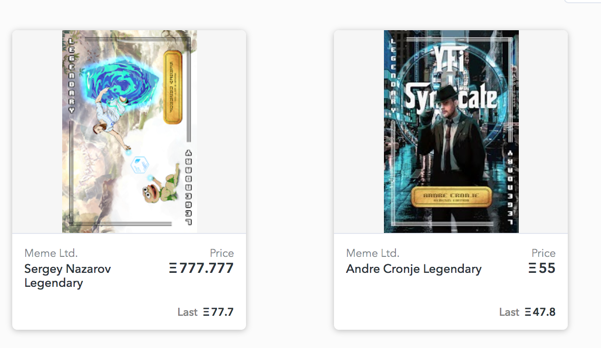 5/ NFT Sales.Those that were quick to claim the first Legendary cards sold them asap on  @Opensea.For...47 & 78 ETH!Remember, there's only 10 of these available.