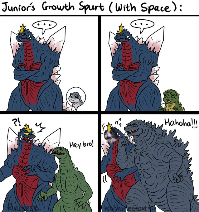 Junior grows up so fast *sobs*
And Space is NOT happy...
(Remember, this is my AU)
#Godzilla #ゴジラ 