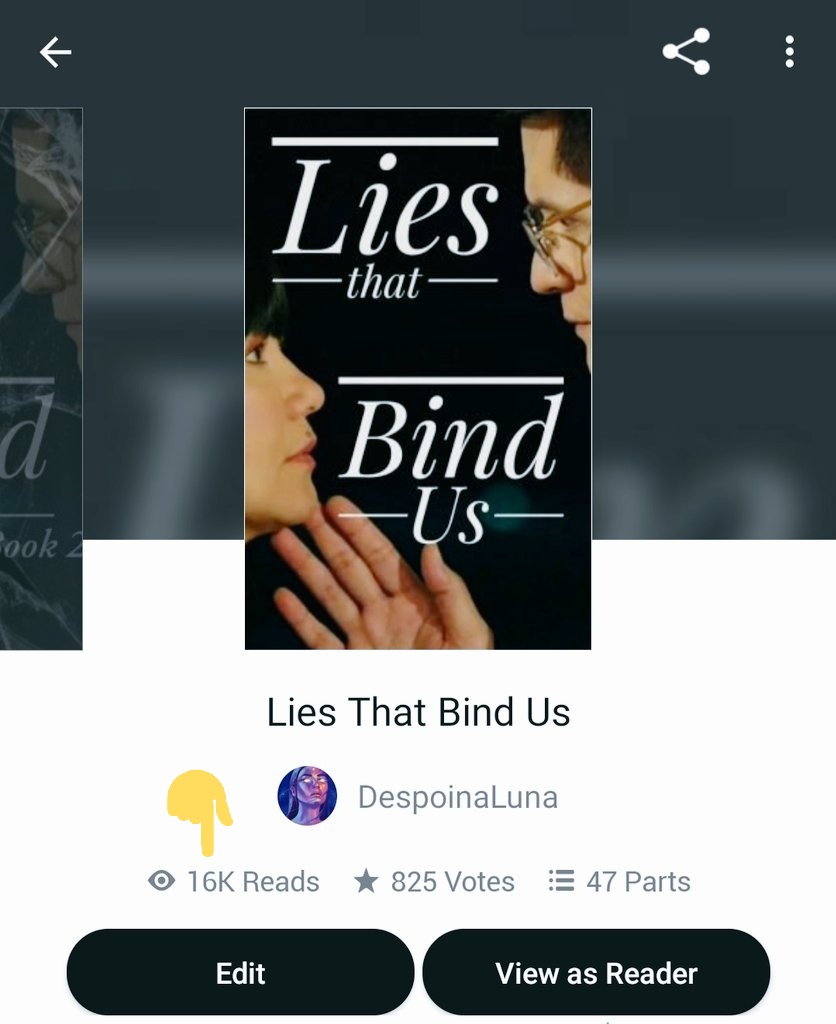 DespoinaLuna's tweet photo. Gosh, my heart is so grateful for the undying support 🥰🥰🥰 Thank you, thank you!
#LiesThatBindUs #Wattpadstory #Carly #LorWell #FPJsAngProbinsyano https://t.co/i5wdJ0QOUN