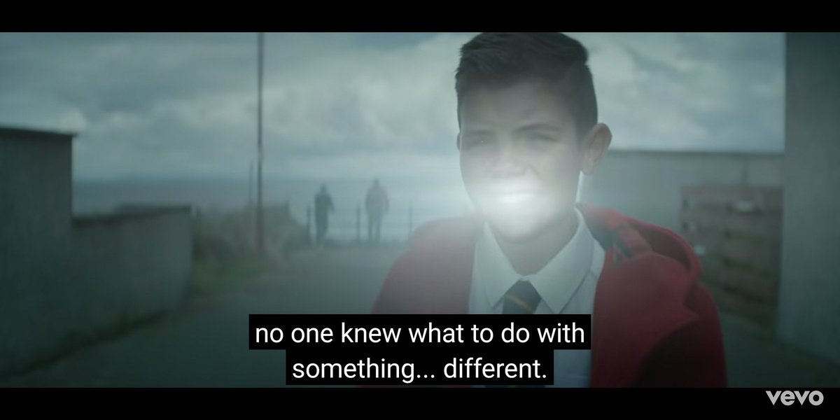 Those around him didn't know how to deal with someone different, as society often doesn't either. We don't see peculiar boy being angry or frustrated at them, he turns his frustration internally and chooses to tune himself down.