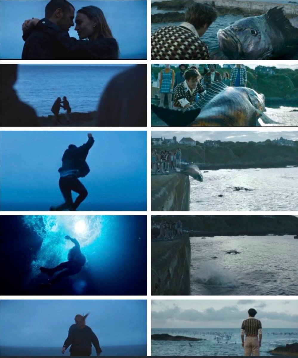 The boy needs to let the fish go because eroda is not the right place - for either of them. This cliff scene parallels L's imagery beautifully and clearly they made a choice to parallel because it would have been easier to let go of the fish at the beach where he was found.