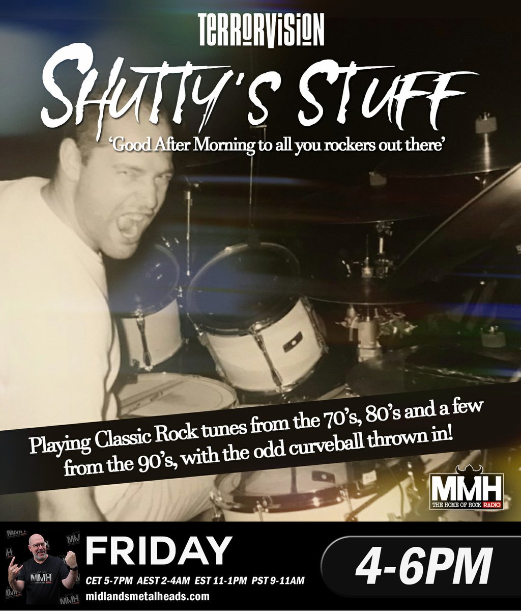 MMH - The Home Of Rock Radio (@mmh_radio) on Twitter photo Shutty's Stuff radio show - Friday's 4pm til 6pm on <a href="/MMH_Radio/">MMH - The Home Of Rock Radio</a>
Yes, its that former baldy skin basher of that there #Terrorvision
This week's tunes include:
<a href="/DefLeppard/">Def Leppard</a>
<a href="/WaywardSonsBand/">Wayward Sons</a>
<a href="/thefiascosuk/">THE FIASCOS</a>
<a href="/THUNDERMOTHER/">THUNDERMOTHER</a>
<a href="/terrorvision/">terrorvision</a>
Requests: ShuttyStuff@mmhradio.co.uk Shutty's Stuff radio show - Friday's 4pm til 6pm on <a href="/MMH_Radio/">MMH - The Home Of Rock Radio</a>
Yes, its that former baldy skin basher of that there #Terrorvision
This week's tunes include:
<a href="/DefLeppard/">Def Leppard</a>
<a href="/WaywardSonsBand/">Wayward Sons</a>
<a href="/thefiascosuk/">THE FIASCOS</a>
<a href="/THUNDERMOTHER/">THUNDERMOTHER</a>
<a href="/terrorvision/">terrorvision</a>
Requests: ShuttyStuff@mmhradio.co.uk