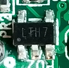 ANYWAY back to the teardown.Here we've got an LTH7: that's a Linear Technology LTC4054, a Li-Ion battery charger. You feed in up to 10v and it'll charge the battery up to full capacity (at a max current of 800mA), with optional thermal protection.