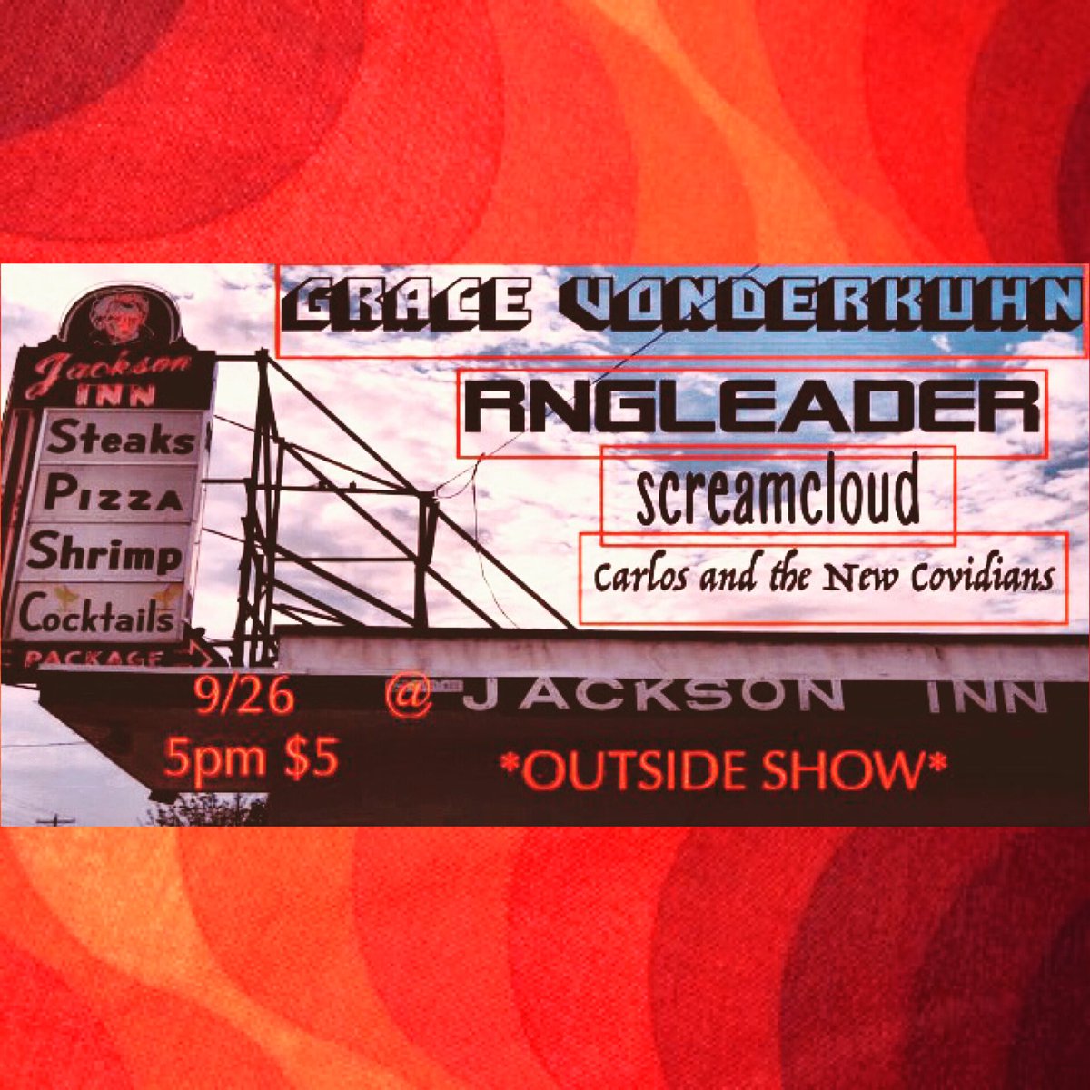 Hey folks, we’re playing an outdoor show at The Jackson Inn *this Saturday* 9/26!! We can’t wait to see your beautiful masked faces from 6 feet away ❤️