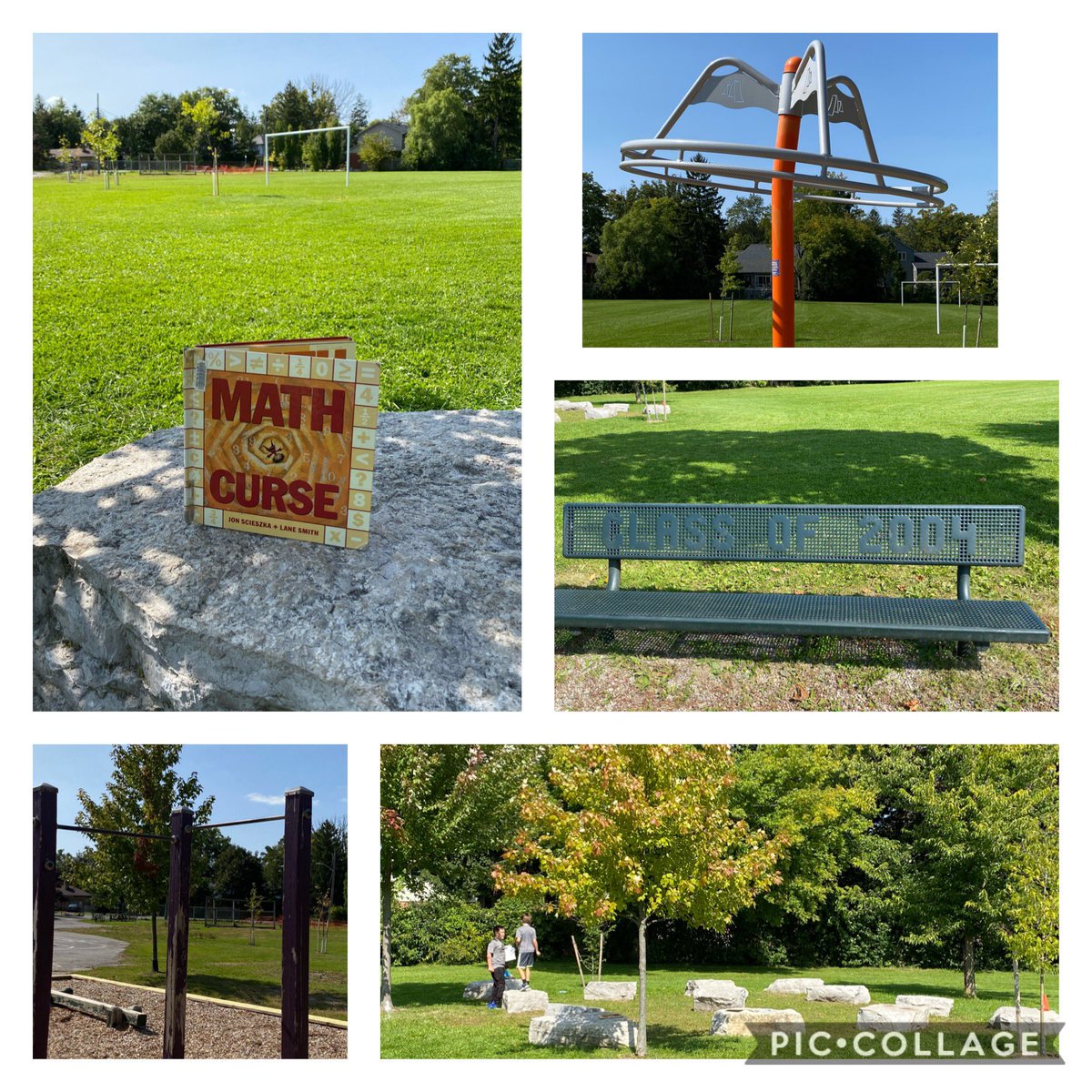Natalie__Currie's tweet image. The @mountsfieldps Ss have the #MathCurse We went for a scavenger hunt around the yard to see where we see math. The number of dots on the bench, the difference in height of the parallel bars, how many metres does the spinner spin in one minute? Where do YOU see math? #TVDSBMath