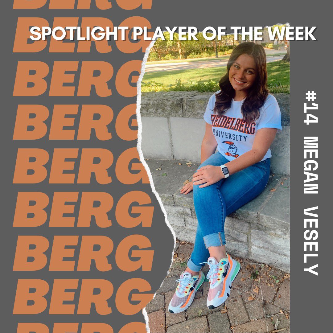 Our first spotlight player of the week is Megan Vesely! Meg is a sophomore attacker on the berg lacrosse team from Louisville, OH, who’s a business marketing major. When Meg isn’t in class or at practice, she’s also a member of one of our greek groups on campus, Kappa Psi omega!