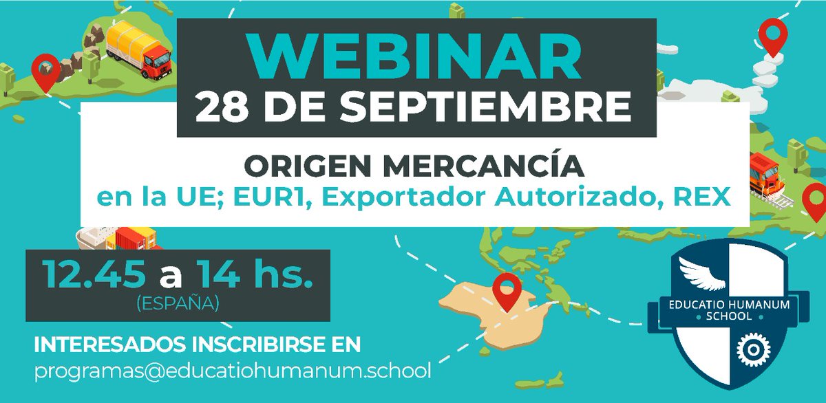 ESNITecnico's tweet photo. Webinar gratuito. Formas de acreditar el Origen de las mercancías en la UE:
Certificado Origen
Certificado Circulación EUR1
Exportador Autorizado
Registro Exportadores (REX)
Otras formas de acreditación
Origen versus Libre Práctica:
Certificado Circulación ATR https://t.co/1T3kF5dbGS
