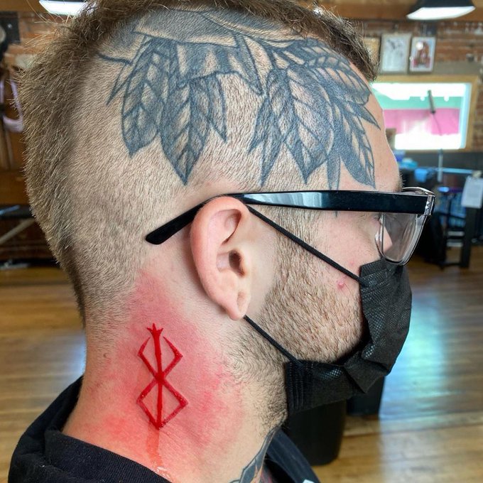 My co worker at the tattoo shop I work at made this Brand of Sacrifice on me today!❤️ https://t.co/a