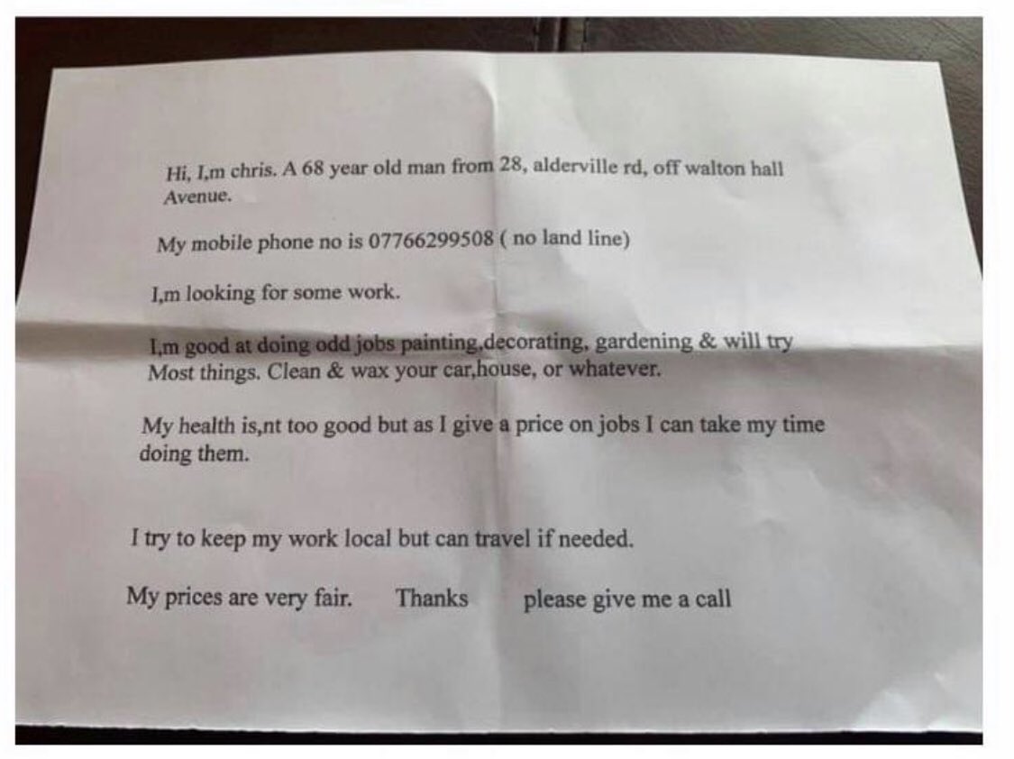 Poorlenex's tweet image. This has just been shared on Facebook and it’s broke my heart, can people please retweet to try an help this man 😩💔