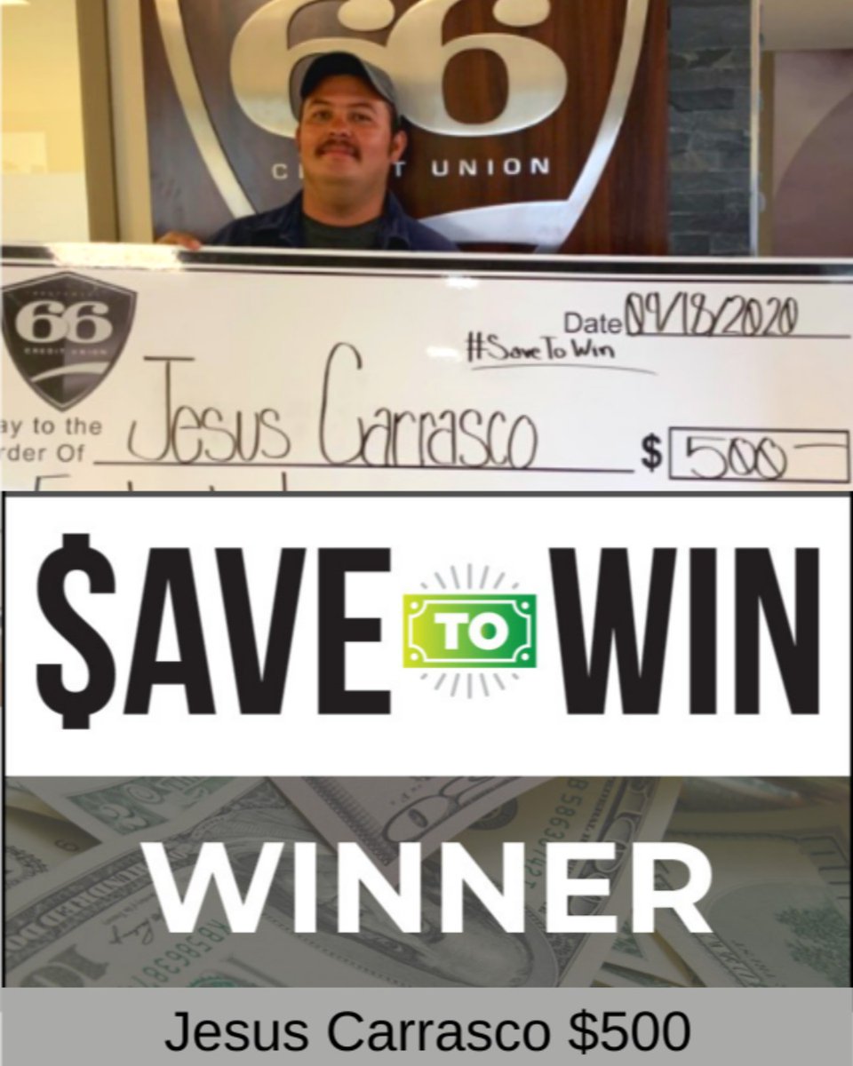 SW66CU's tweet photo. We are so excited for Jesus Carrasco who has won $500 through the #Save2Win program. #Save2Win truly is the smartest way to save. Get yours today. https://t.co/33vWrM6B9b