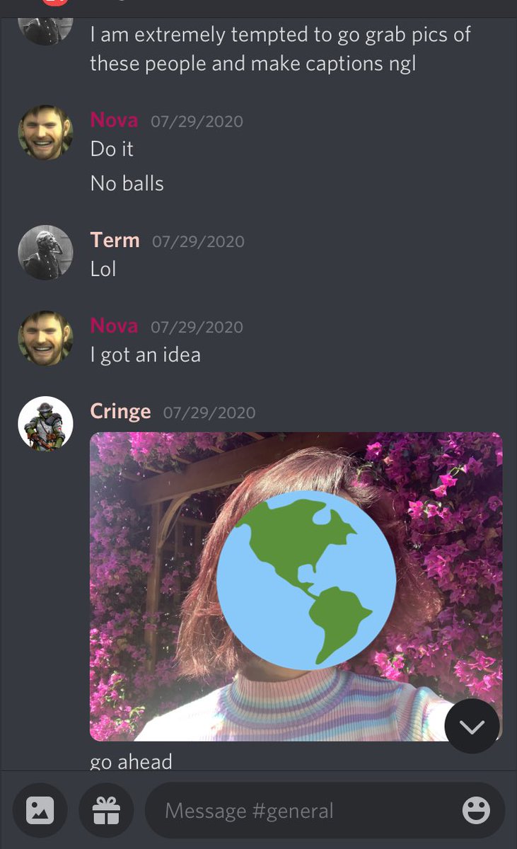Here’s a pic of users in the discord sharing a photo of a girl from Twitter out of spite....so much for not being the ones who posted them, right? 
