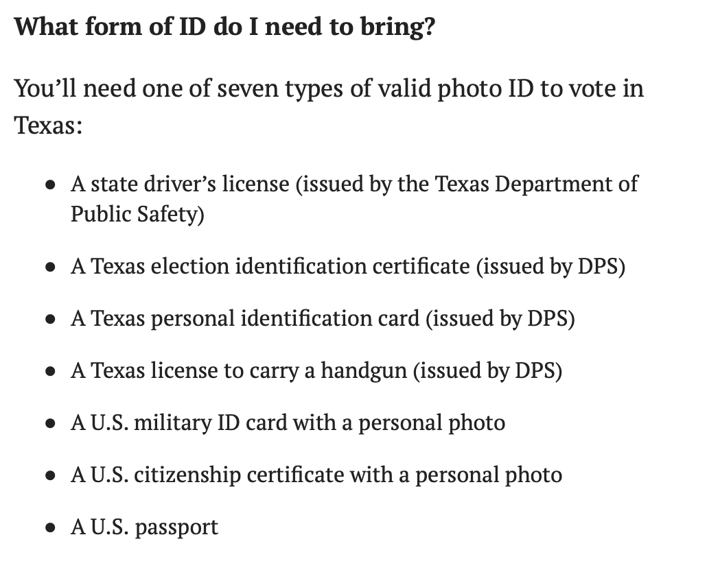 8/ You’ll need to bring one of these forms of ID to vote in Texas:  https://bit.ly/33QsKlB 