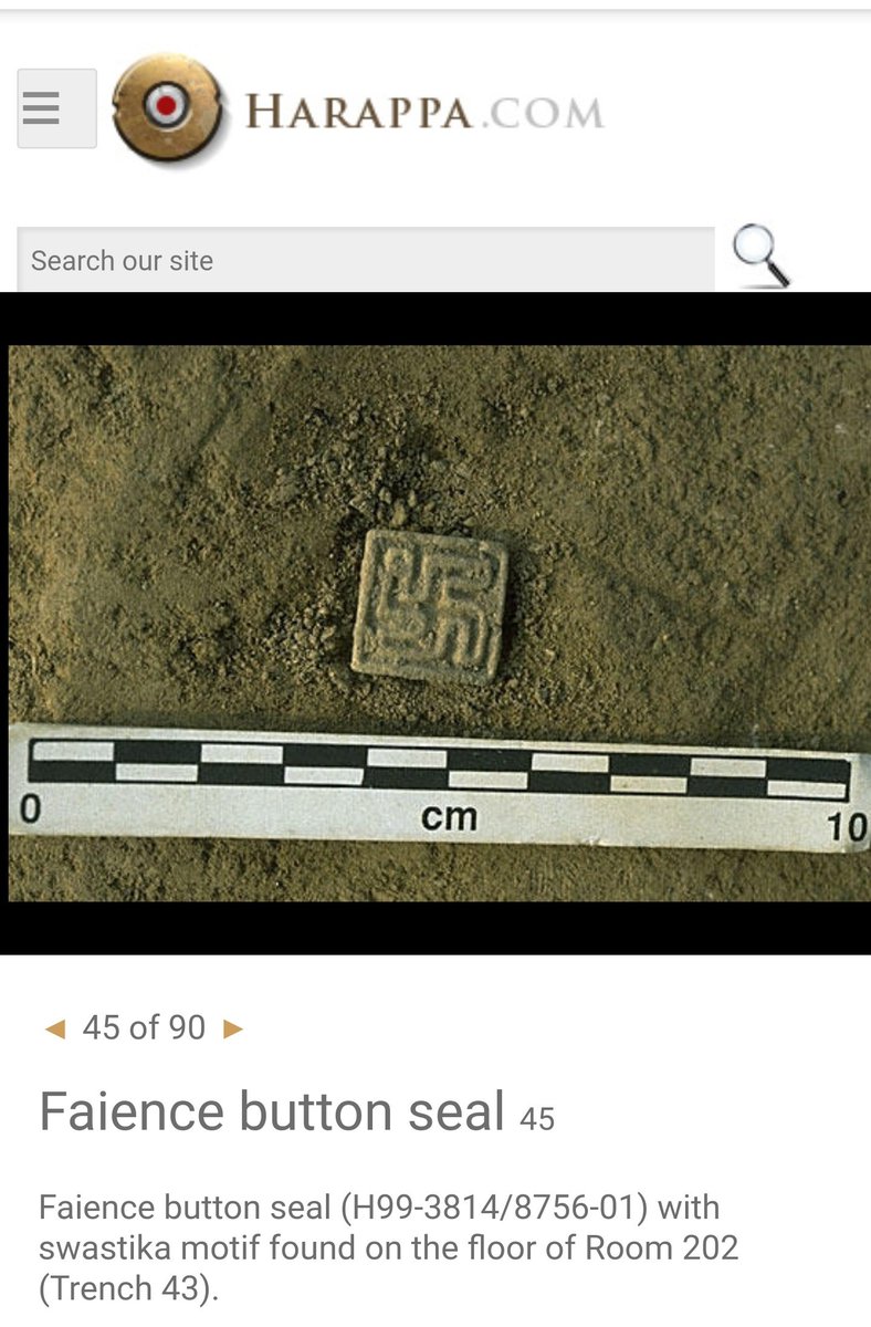 Use of Swastika by ancient Harappans widely used by continuing population across the Indian continentImage : from harappan excavation @Krishnara3/n