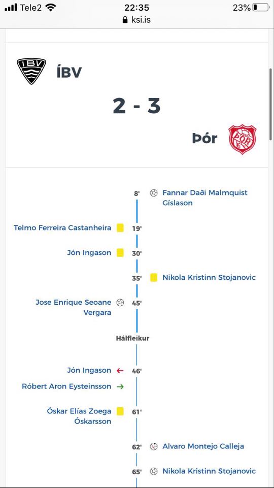 KSÍ setti þessar lokatölur inn í staðfesta leikskýrslu sem kerfið okkar fer eftir þegar staðfest leikskýrsla kemur á KSÍ. Lokatölur 2-2 stóðu hjá okkur fram að því og breyttum við til baka þegar við sáum villuna.