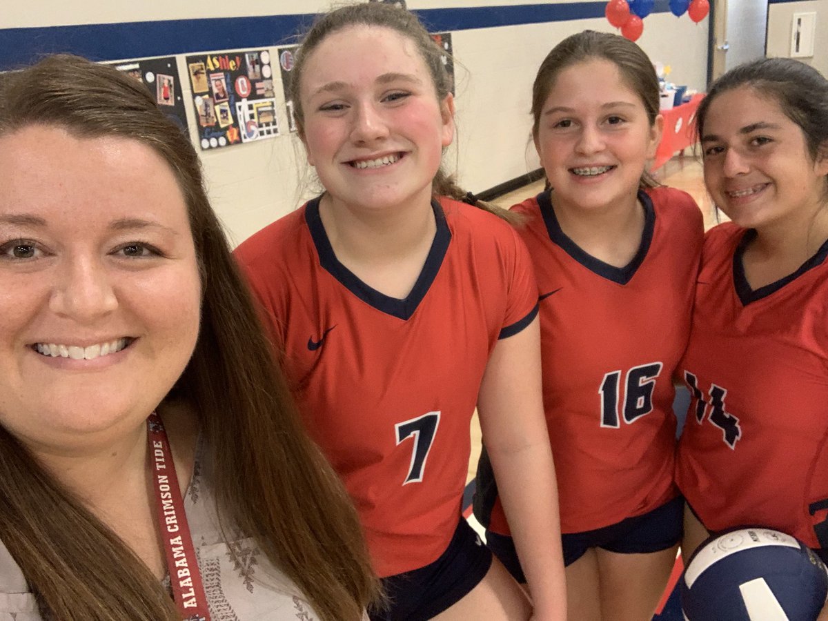 Last home game for these three amazing girls! It’s so fun watching them and all of @OMS__Volleyball play! Great win tonight!! ❤️🏐💙 <a href="/OMS_Chargers/">Oakland Middle School</a>