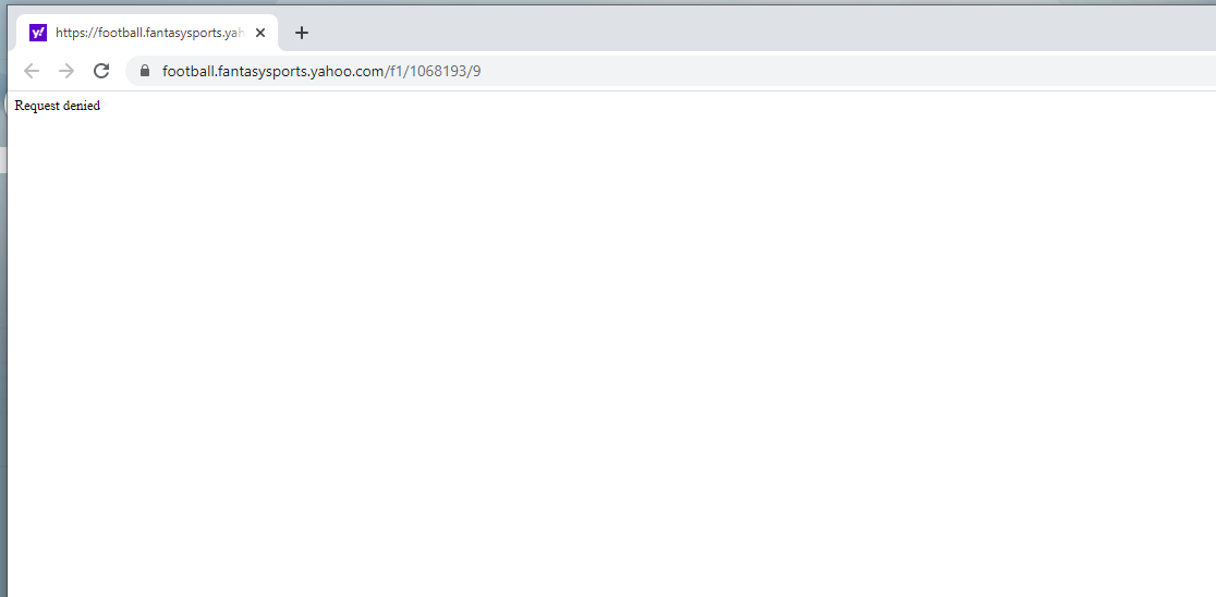 eddieha91's tweet photo. @YahooFantasyCC @YahooFantasy help! I can't access any fantasy sports pages for my acct, running into "Request denied." Usually this ends after 5 minutes or so, but not today. I can't access my teams with $ on the line. I have reached out via twitter and YahooCustomerCare too. https://t.co/wp0A2lxSkE