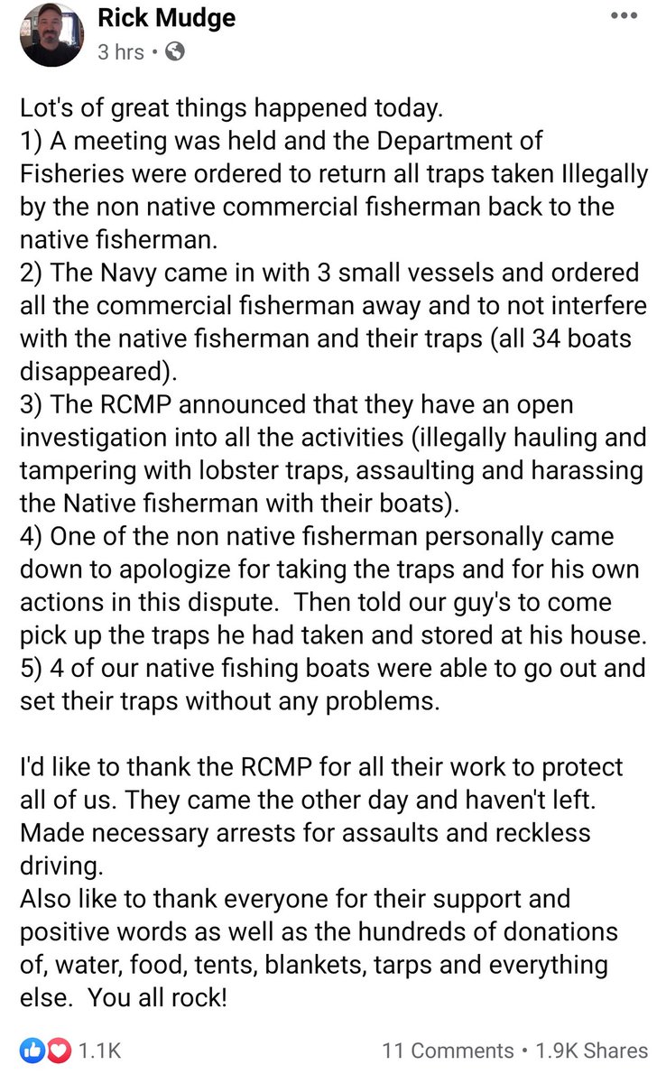 CoachBombayy's tweet photo. Progress for the Mi'kmaq people 👏🏼

#NovaScotia #IndigenousRights #TreatyRights https://t.co/dQmw32PpEn