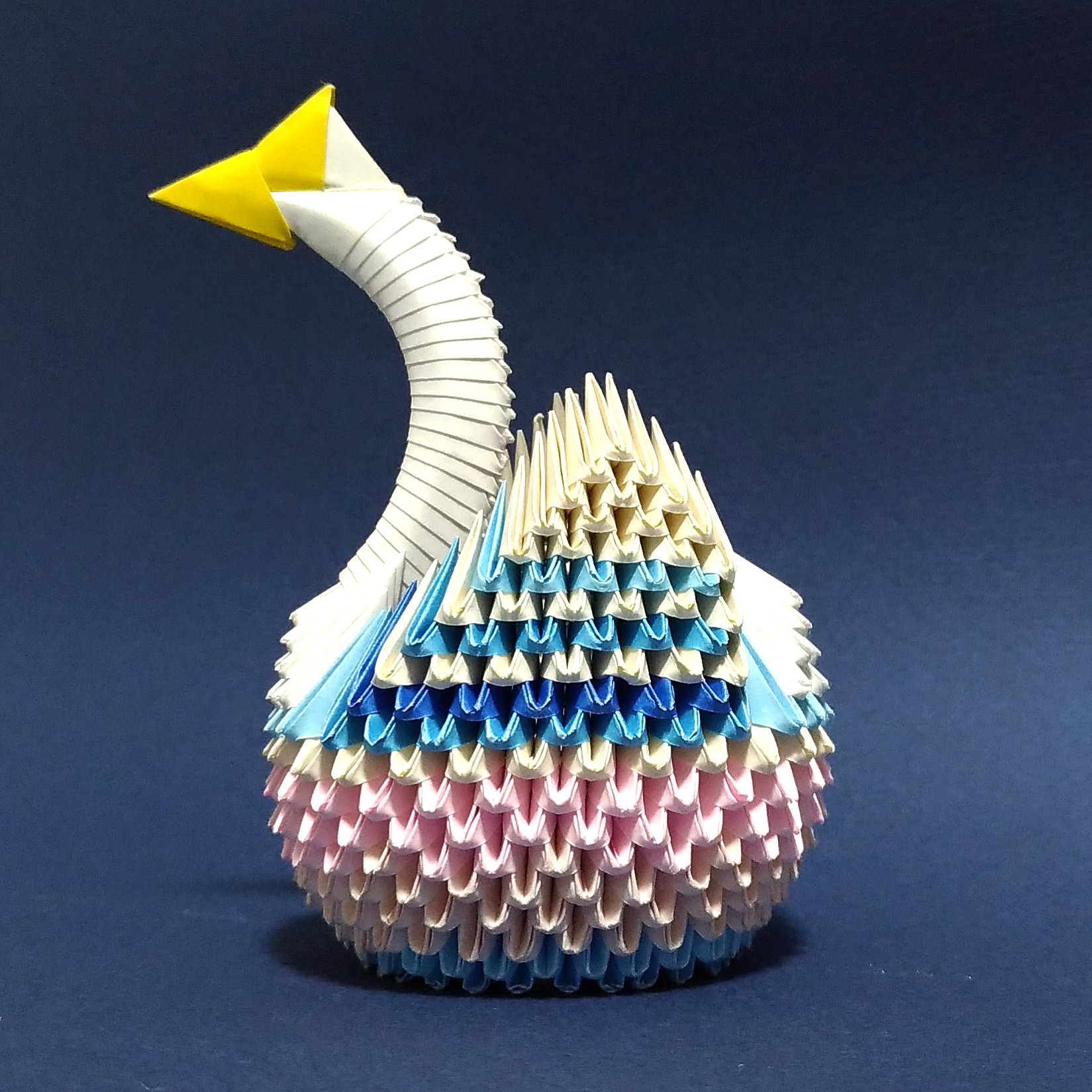 折り紙 白鳥 立体オブジェ ブロック折り紙】A4のコピー用紙3枚で作る白鳥 3D origami