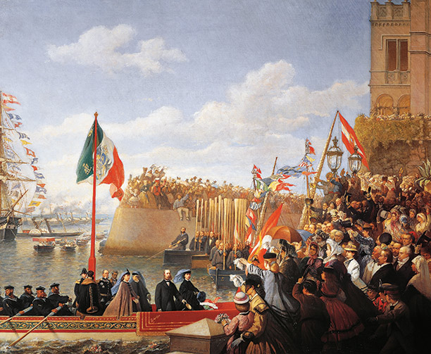 Later in 1857 Mexico fell into a civil war known as the Guerra de Reforma for the liberal constitution denounced by Pope Pius IX, Archbishop José Lázaro stating that Catholics swearing allegiance to the Constitution would incur excommunication, & support resulting for Maximilian.