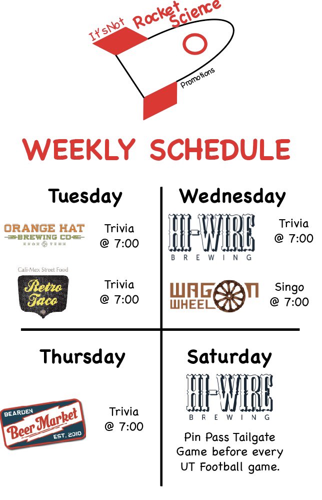 NotRocketTrivia's tweet image. Here’s where you can find all of our events!