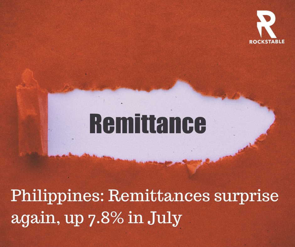 Philippines: Remittances surprise again, up 7.8% in July

Filipinos based abroad sent home more remittances in July as lockdowns were eased in host countries --- think.ing.com/snaps/philippi…