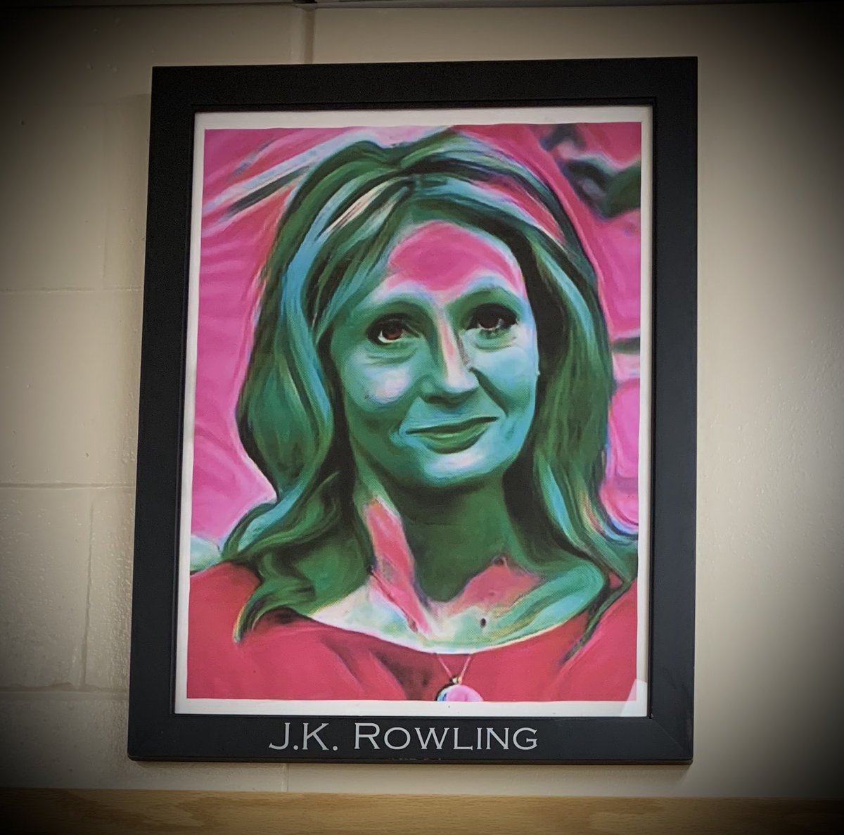 OFMSLMC's tweet image. Who needs to spend money on engraving when you can make the lettering with some silver vinyl and your new Cricut machine???!!! 🤗 Now maybe the students will stop asking me if the portrait of Dr. Seuss is Colonel Sanders from KFC! 🤣🤦🏼‍♀️ #OFarmPride