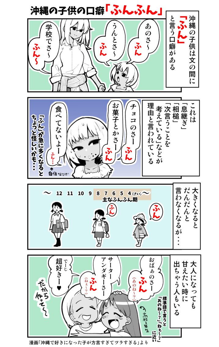 空えぐみさんの漫画 かわいすぎる 沖縄子供の口ぐせ ふんふん に対して沖縄ご当地vtuber 根間ういさんがアテレコする展開が神かわいい Togetter