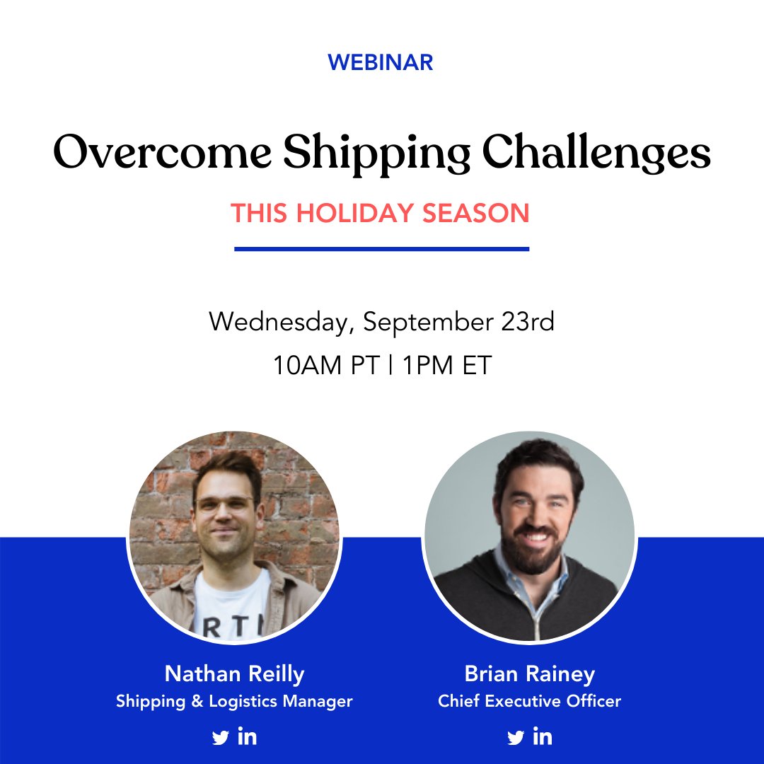 Mark your calendars and join <a href="/Nathan_Reilly_/">Nathan Reilly</a>, Gooten's Shipping &amp; Logistics Manager, with surprise guest <a href="/thebrianrainey/">Brian Rainey</a>, CEO at #Gooten as they discuss how to "Overcome #Shipping Challenges this #HolidaySeason". Learn more &amp; register here: bit.ly/343t3Kj #GrowWithGooten