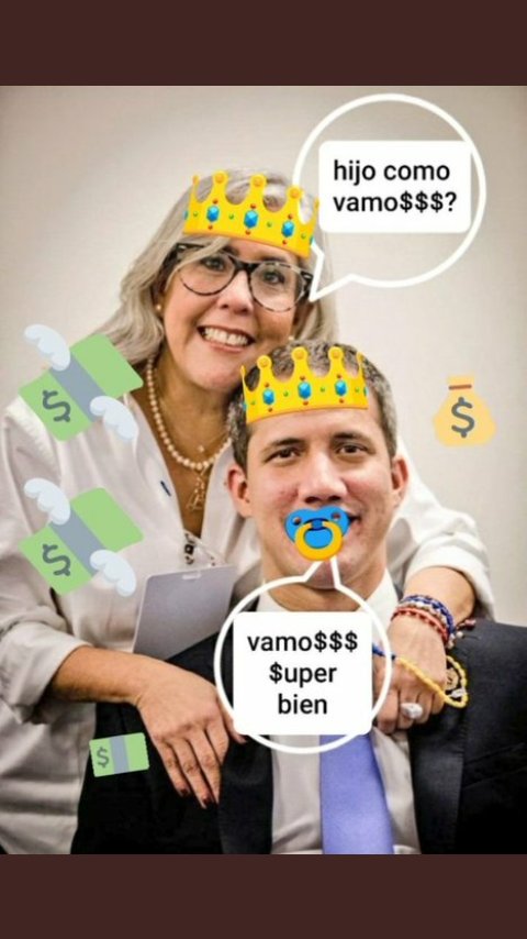 10milleniun's tweet photo. Guaido, his family as well as his entire troop of thieves have become billionaires with what they are sent! Venezuelans do not receive that help !!!!  #MaduroGenocide 
#MUDsocialist 
#TrumpHelpUS
@realDonaldTrump
@POTUS https://t.co/74SykIFBOl