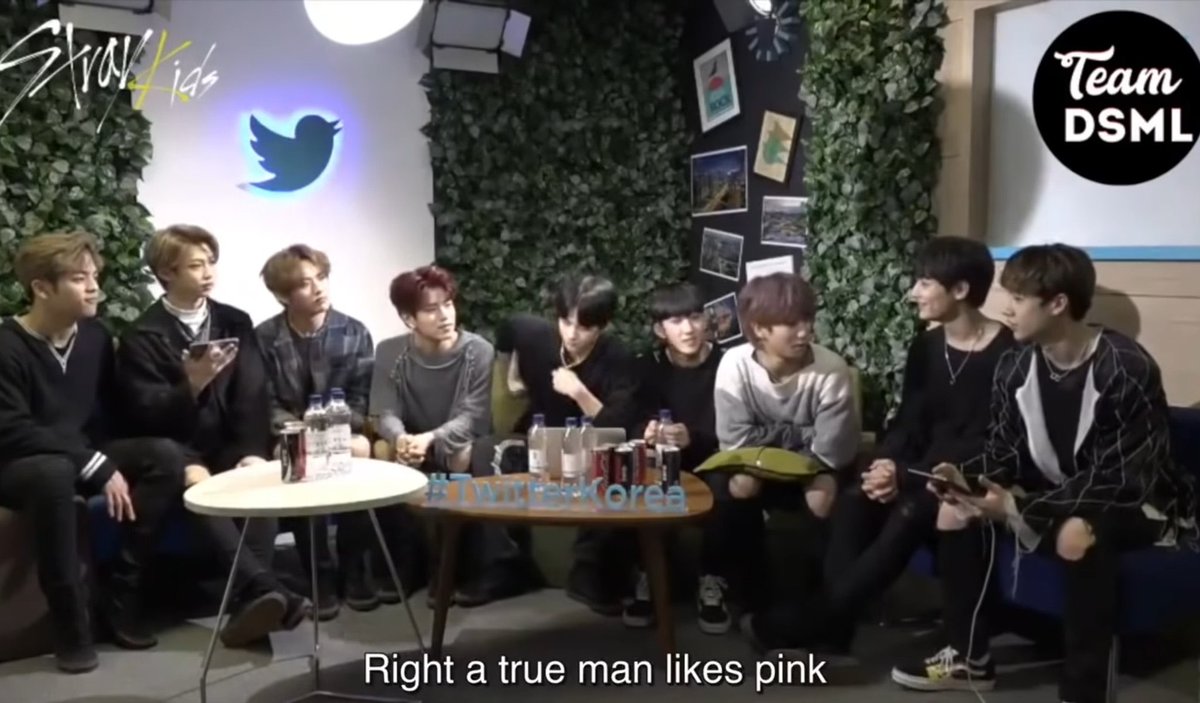 Jeongin saying “pink is for boys” and Skz saying that real men wear pink (side note, pink is Jeongin’s favorite color) and istg pink must be nearly half his closet he wears it so much, he also had pink hair.
