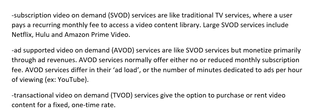 An overview of the different OTT monetization models: SVOD, AVOD and TVOD: