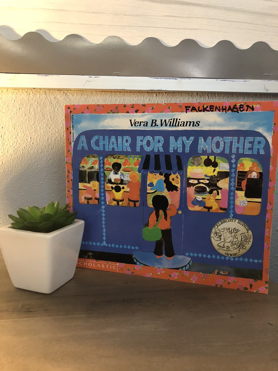 Office bookshelf book of the week, in honor of those affected by the fires in our area. “A Chair For My Mother” by Vera Williams. #newassistantprincipal #oregonstrong