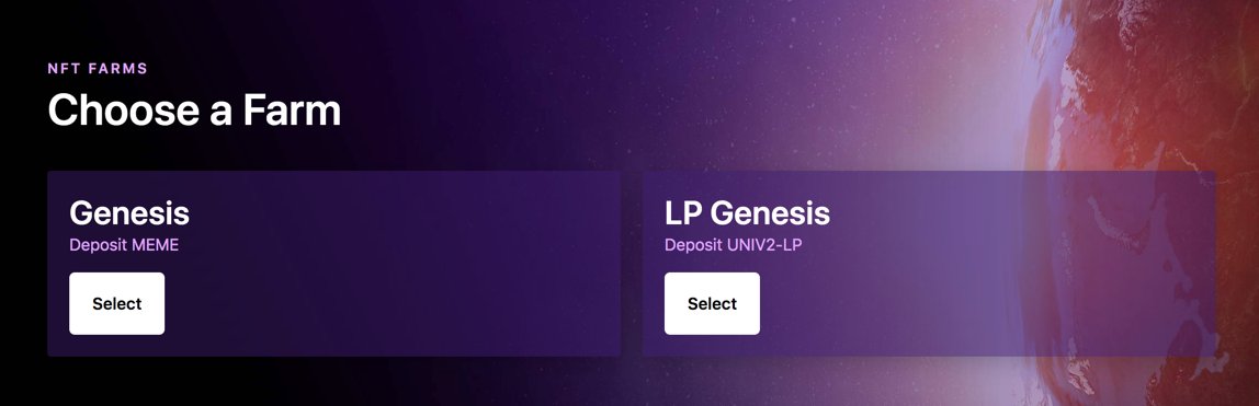 3/ Concept.Deposit  $MEME tokens on either the website or ETH-MEME Uniswap pair allowing you to earn the regular 'liquidity provider' fees/revenue AND 'points' you can redeem for MEME NFTs.