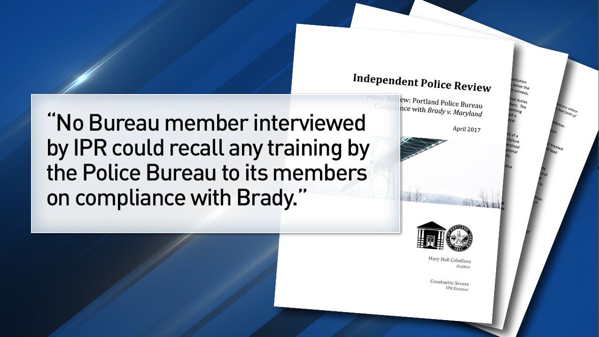 Lastly, the IPR review said the officers they spoke to couldn't even recall being trained on a LANDMARK Supreme Court case.IPR recommended the bureau adopt a Brady policy and train officers on it right away. How did PPB respond? Read on. /6