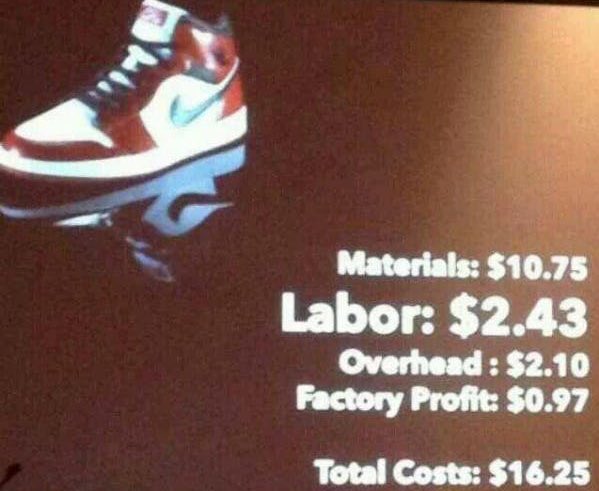 how much jordans cost to make