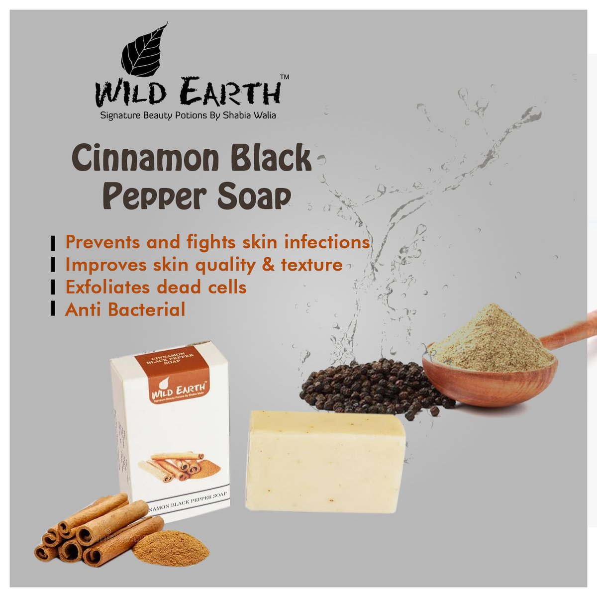 Free from palm oil, harmful chemicals, cruelty free & spiced with cinnamon & black pepper that are so, so good for your skin. Handcrafted by the Cold Process method to retain the goodness of Ayurveda 💞💞
#spicesinayurveda
#naturetotherescue 
#cinnamon
#blackpepper
#handmadesoaps